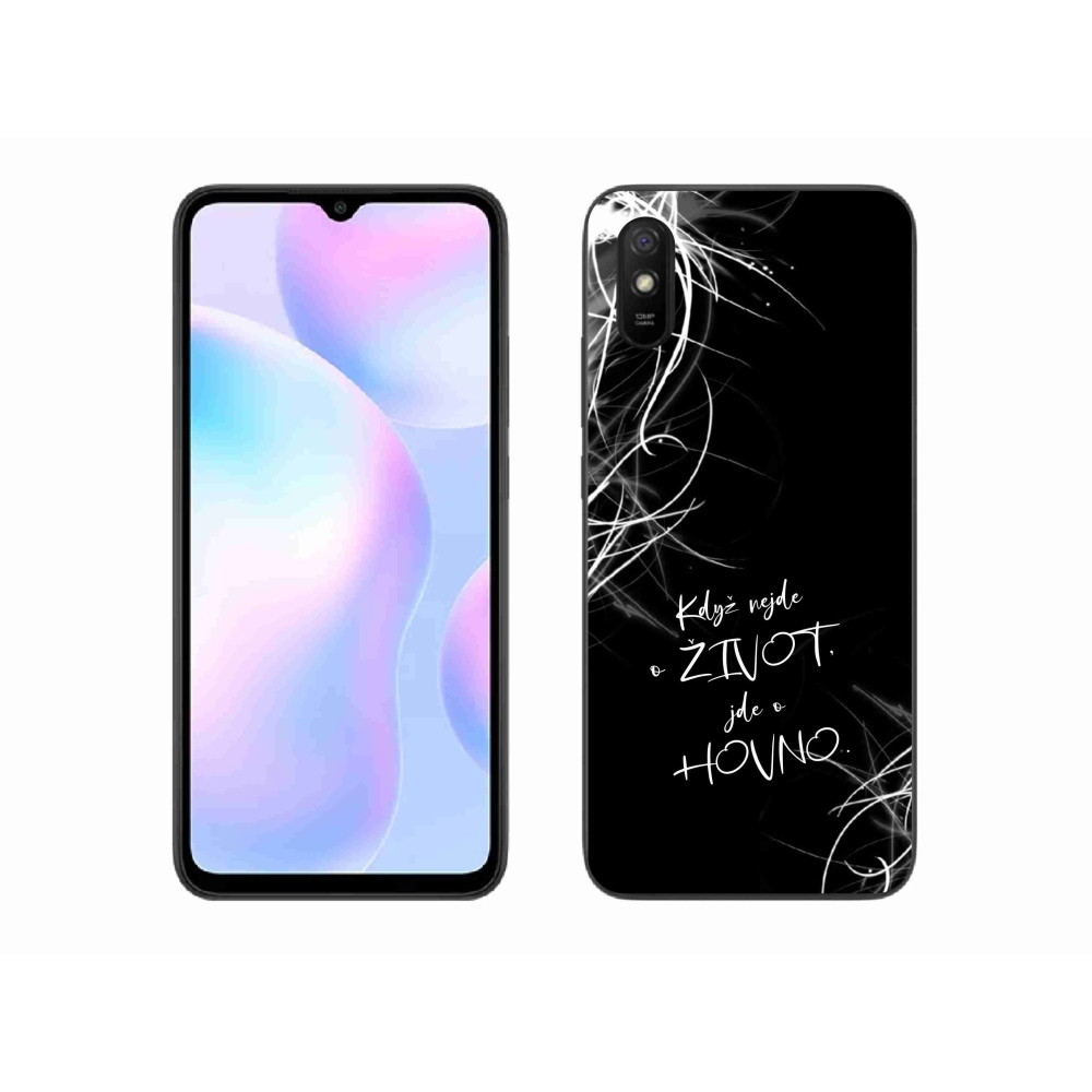 Gél borító mmCase a Xiaomi Redmi 9A számára - vicces szöveg 16 fekete háttérrel