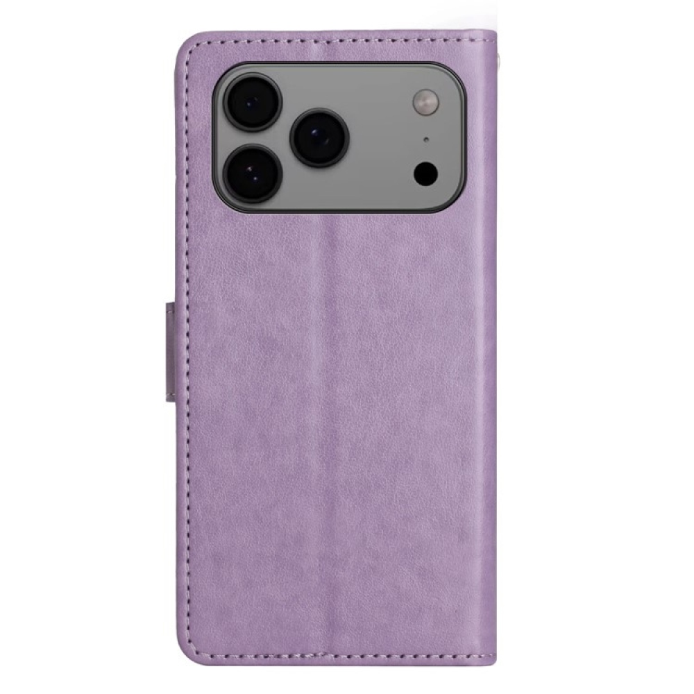 Virágok könyv tok iPhone 17 Pro Max készülékhez - világos lila