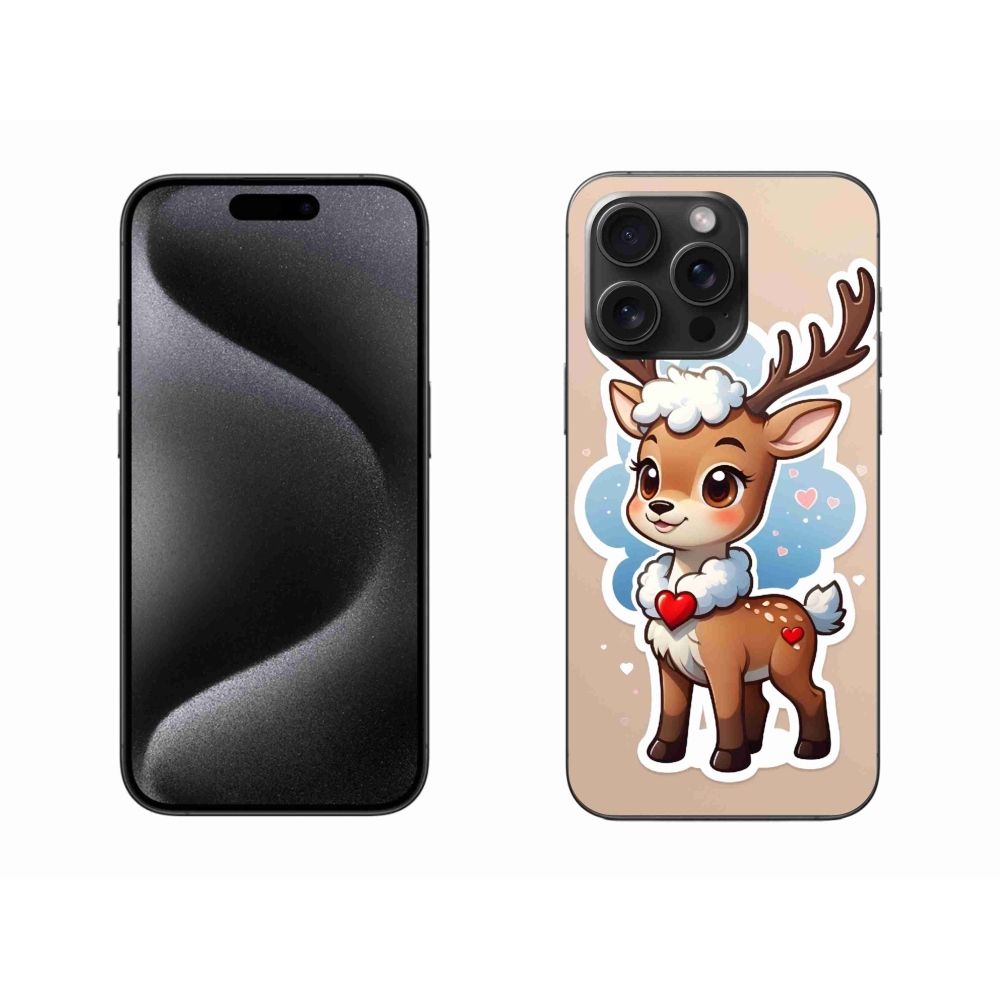 Zselés borítás mmCase iPhone 15 Pro Max készülékhez - rajzfilm rénszarvas