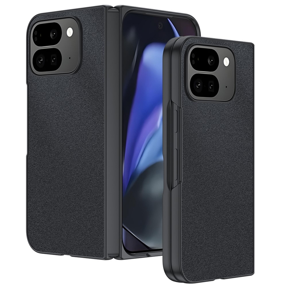 Műbőrrel borított műanyag tok a Google Pixel 10 Pro Fold-on - fekete