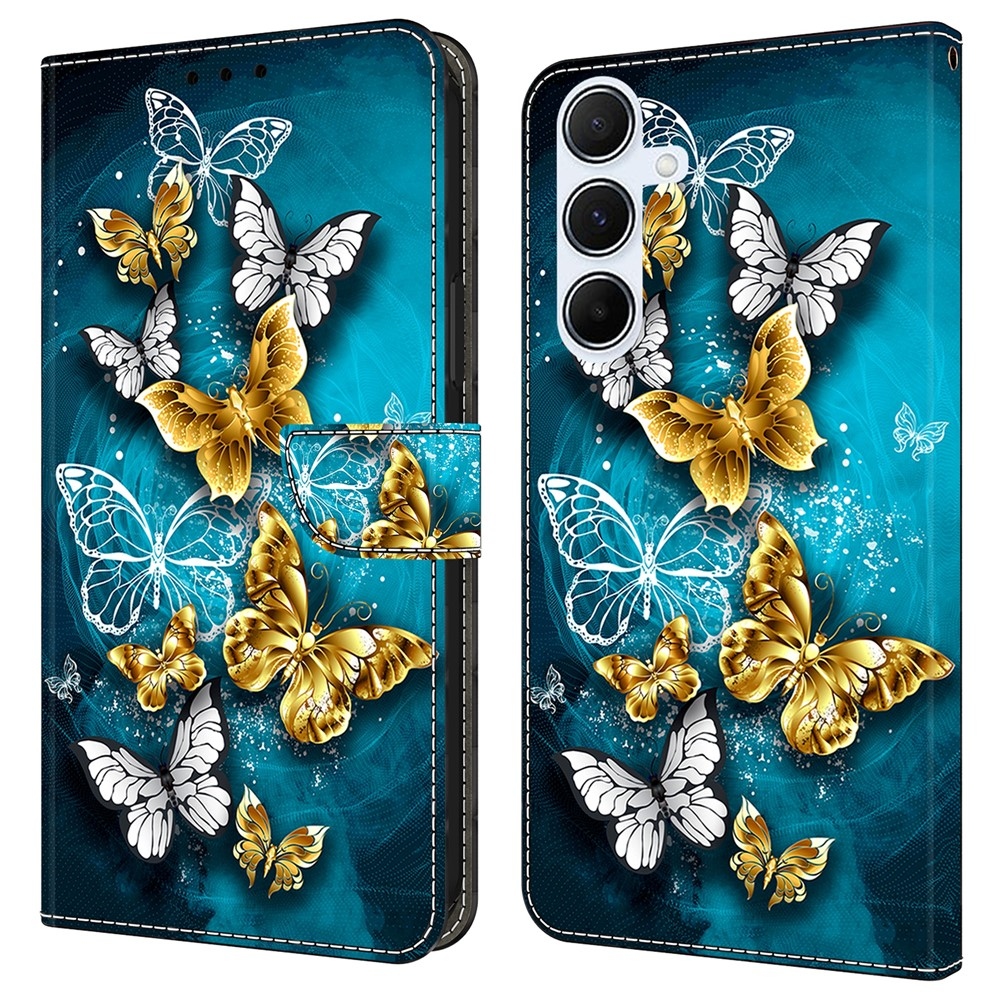 Firmly book tok Samsung Galaxy A17 5G/A26 5G - arany és fehér lepkék