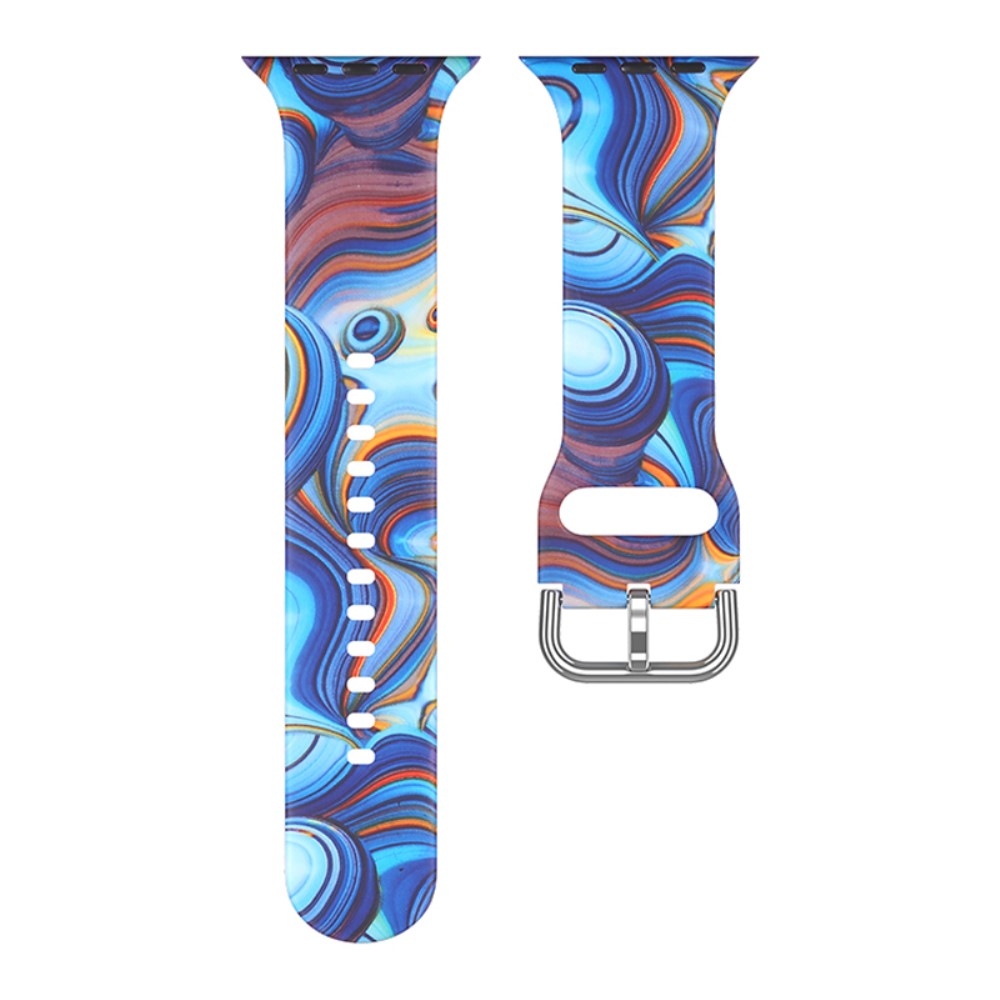 Nyomtatott szilikon szíj Apple Watch Ultra/Ultra 2 49mm/SE/SE 2022/2023 44mm/9/8/7 45mm/6/5/4 44mm/3/2/1 42 mm-es órához - F minta