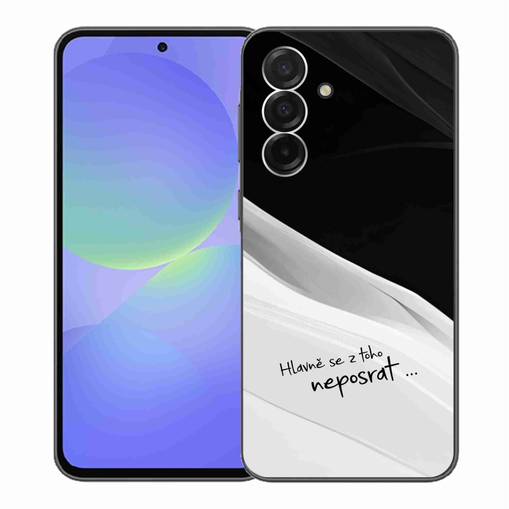 Gél borító mmCase Samsung Galaxy A36 5G - vicces szöveg 13 fehér és fekete háttérrel