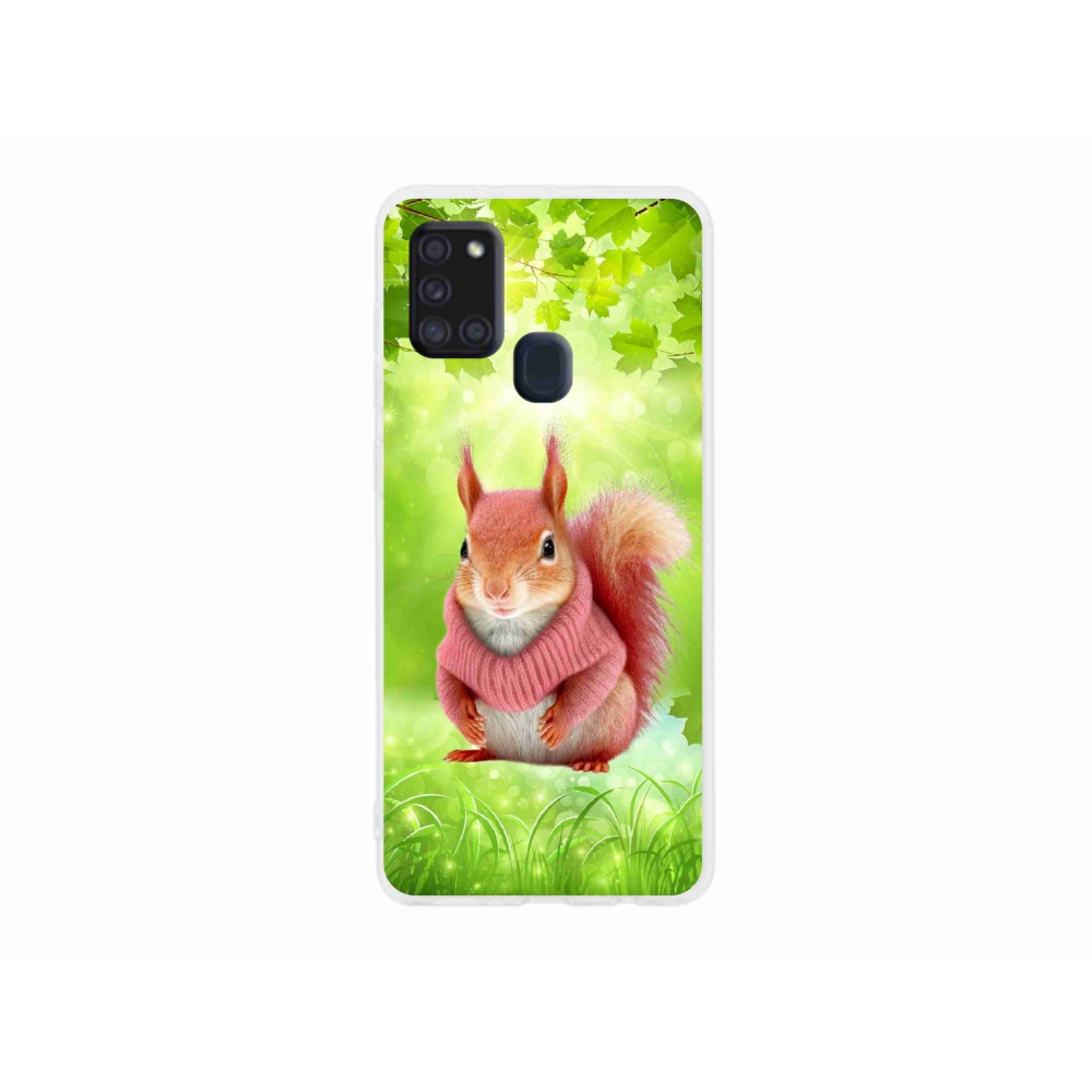 Zselés borítás mmCase Samsung Galaxy A21s készülékhez - mókus pulóverben