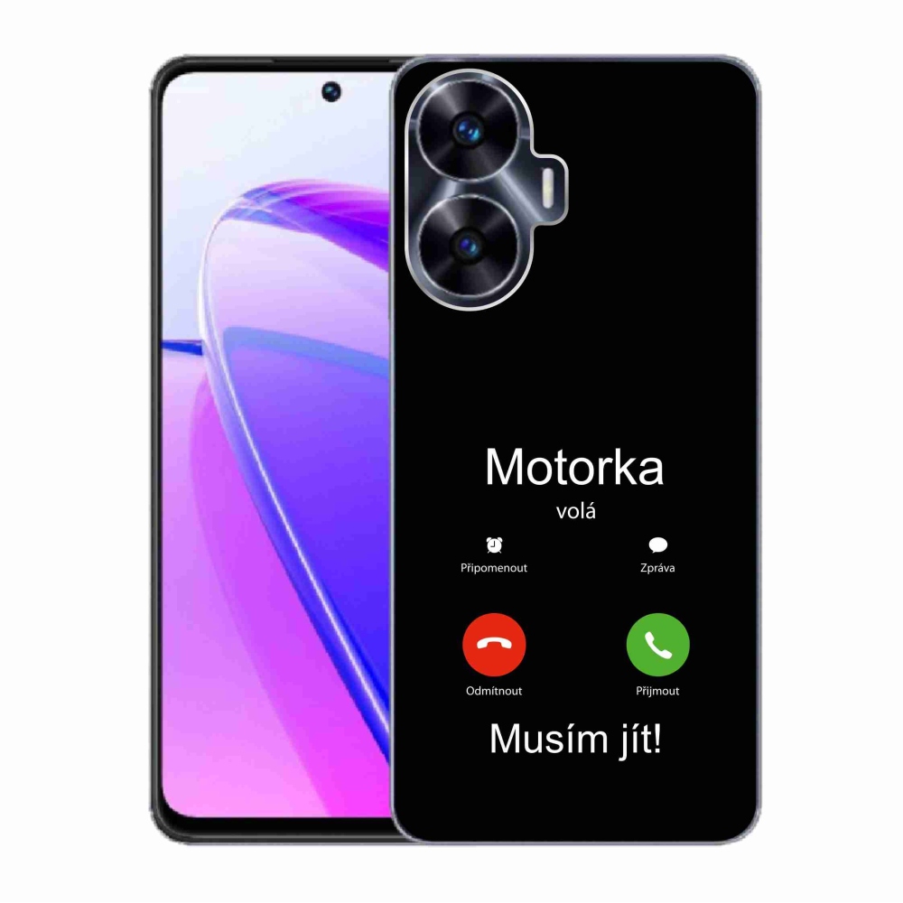 Gél borító mmCase a Realme C55 készülékhez - motoros hívás fekete háttérrel