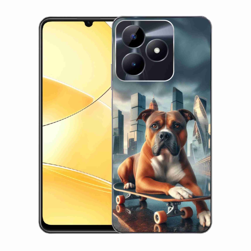 Gél borítás mmCase a Realme C51/C53 készülékhez - kutya gördeszkán