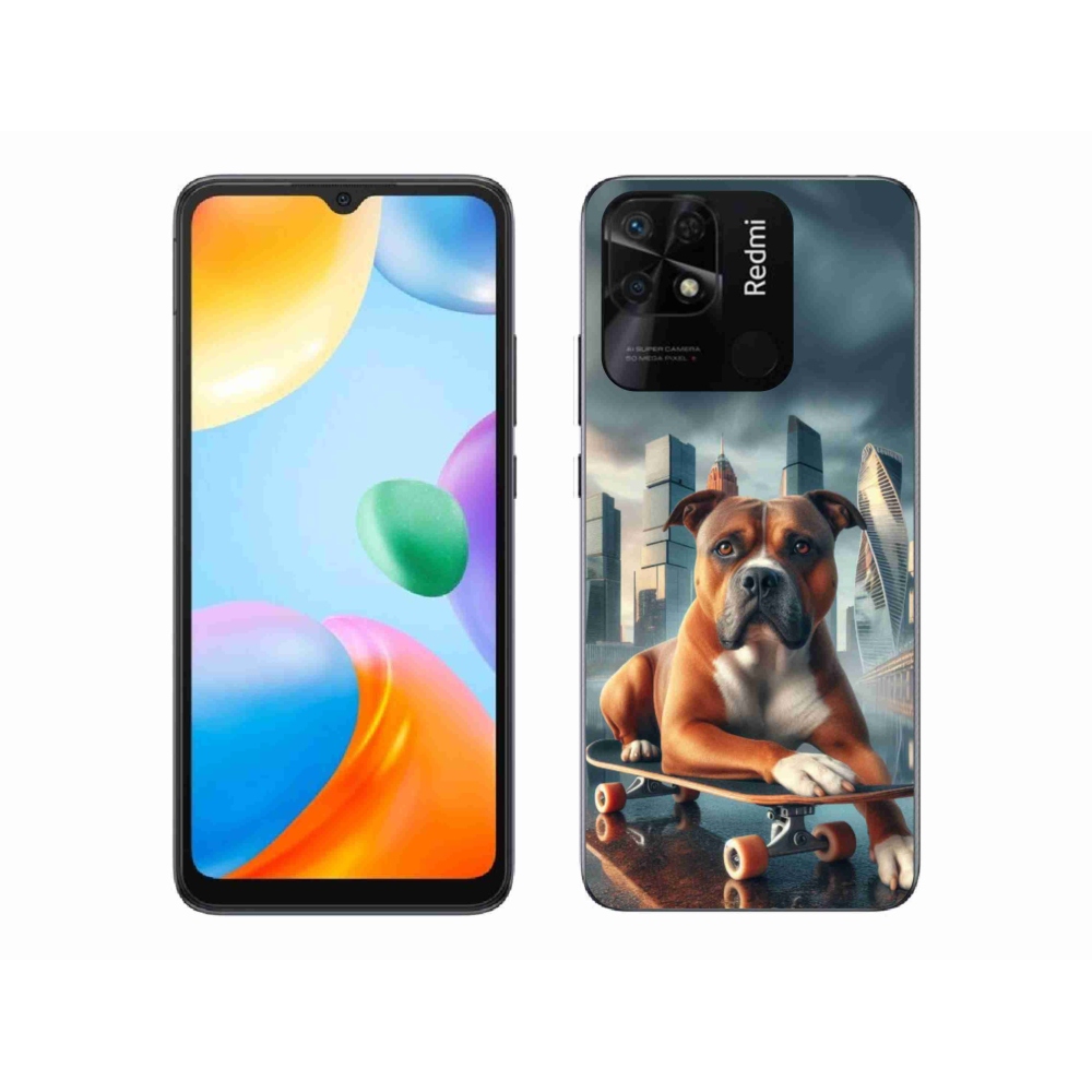 Gél borítás mmCase a Xiaomi Redmi 10C-hez - kutya gördeszkán