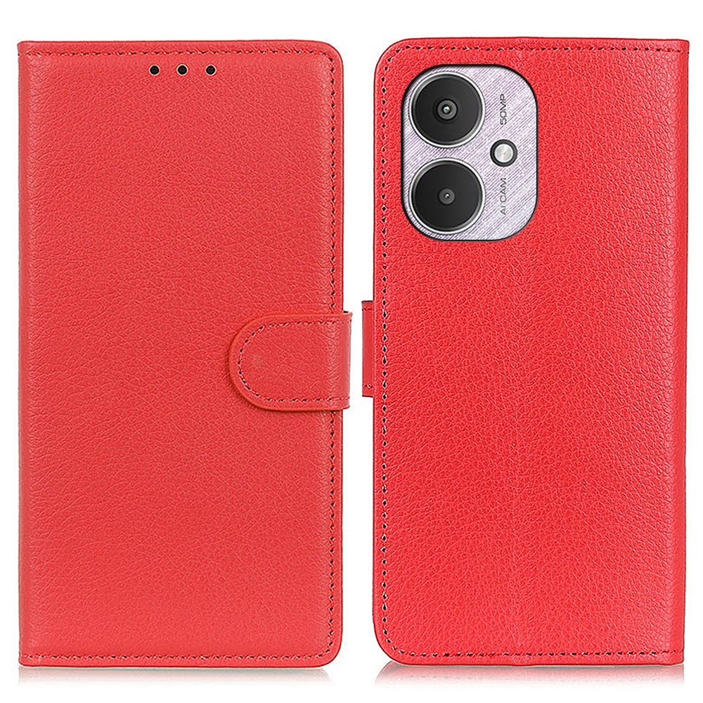 Litchie könyv tok a Xiaomi Poco C65/Redmi 13C 4G/5G készülékhez - piros