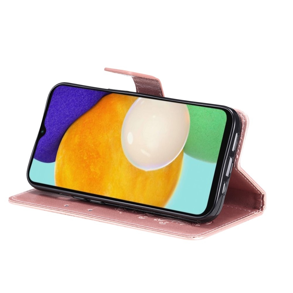 Nagy Buttefly könyv tok Samsung Galaxy A13 5G/A04s készülékhez - rózsaarany színű