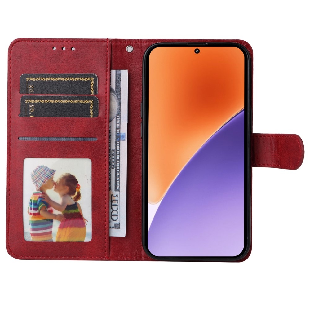 Vérrögök könyv tok Xiaomi 15 - piros