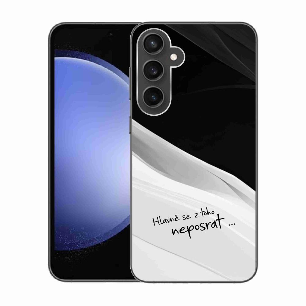 Gél borítás mmCase Samsung Galaxy S23 FE készülékhez - vicces szöveg 13 fehér és fekete háttérrel