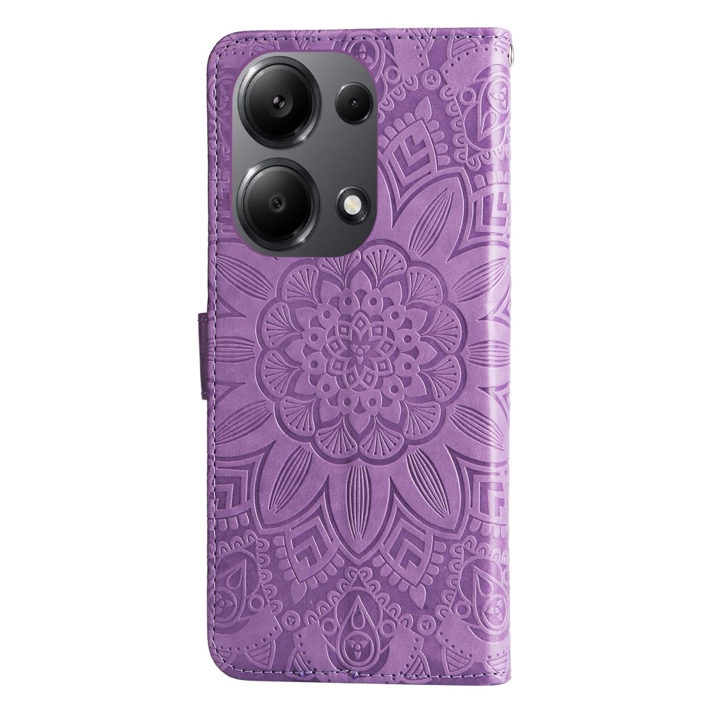 Napraforgó könyv tok Xiaomi Redmi Note 14S/Note 13 Pro 4G/Poco M6 Pro - lila