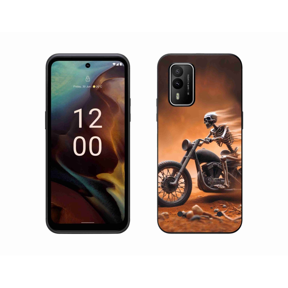 Zselés borítás mmCase a Nokia XR21-hez - csontváz egy motorkerékpáron