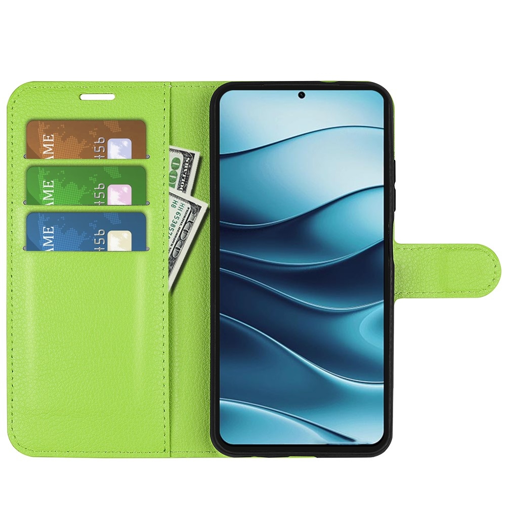 Litchi könyv tok a Xiaomi Redmi Note 14 5G-hez - zöld
