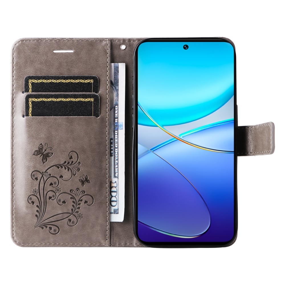 Nagy pillangó könyv tok a Vivo V40 SE 4G/5G-hez - szürke