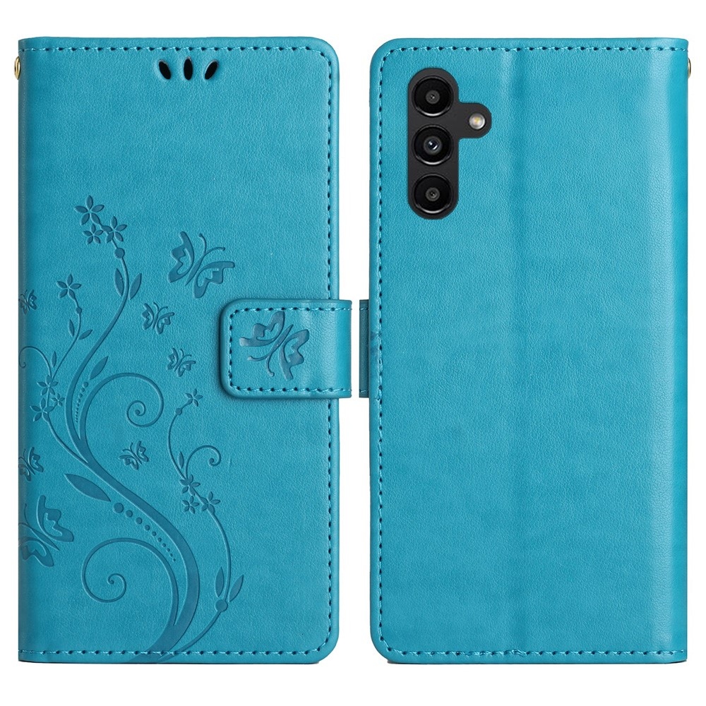 Virágok könyv tok Samsung Galaxy S25-hez - kék