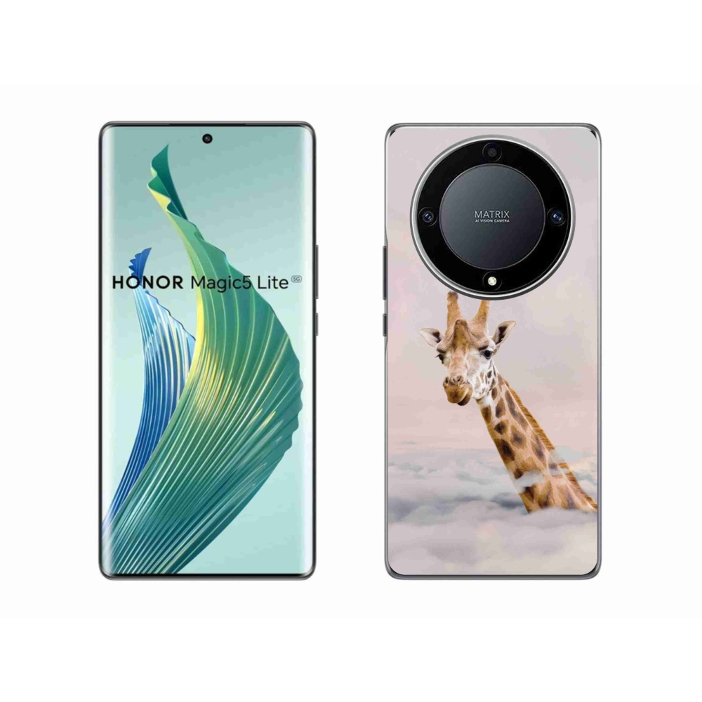 Zselés borítás mmCase a Honor Magic 5 Lite 5G számára - zsiráf a felhőkben