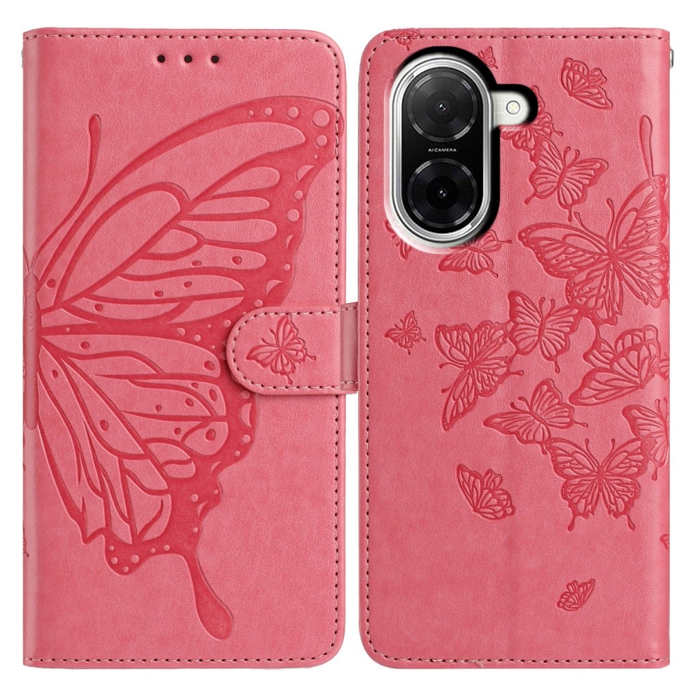 Virágos pillangó könyv tok Xiaomi Redmi A5 (171.7x77.8x8.3mm) - rózsa
