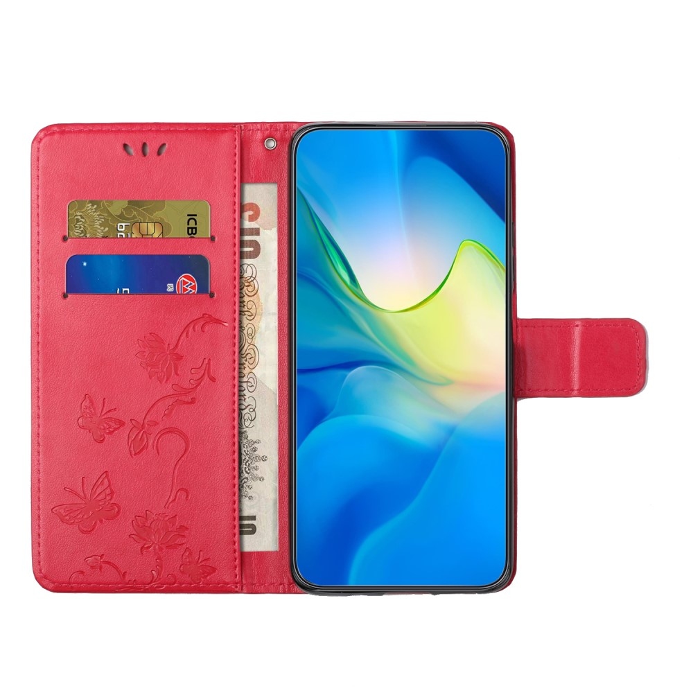 Virágos könyvtáska Samsung Galaxy A35 5G - piros