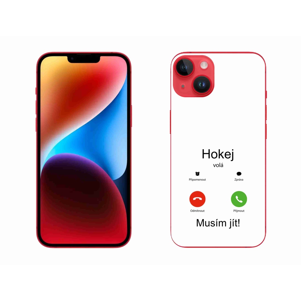Gél borítás mmCase iPhone 14 Plus készülékhez - hokihívások fehér háttérrel