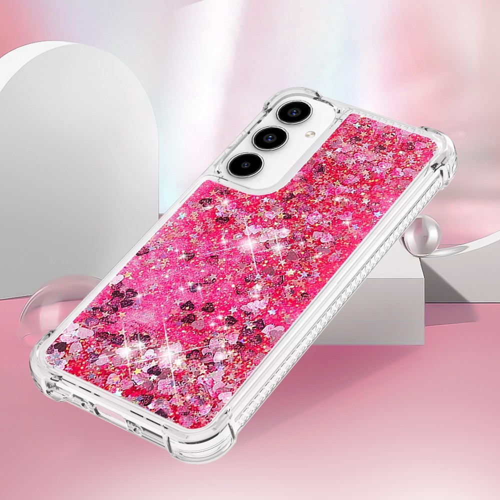 Glitter homokóra zselés tok Samsung Galaxy A56 5G - rózsaszín/szívek