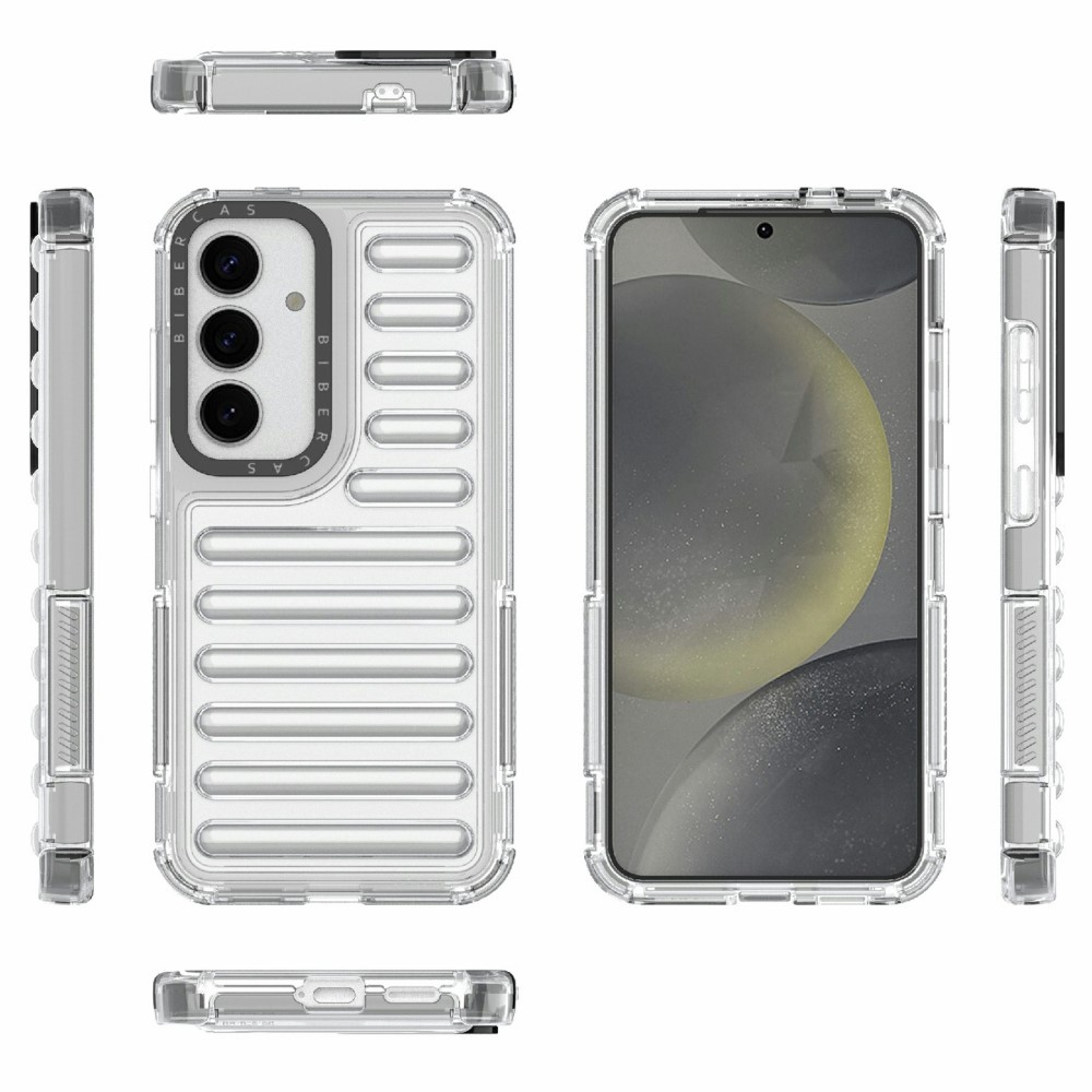 Csíkos tartós borító Samsung Galaxy S25 készülékhez - átlátszó