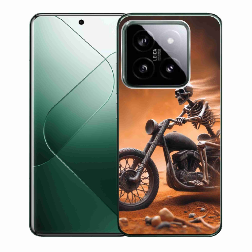 Gél borító mmCase a Xiaomi 14-hez - csontváz egy motorkerékpáron