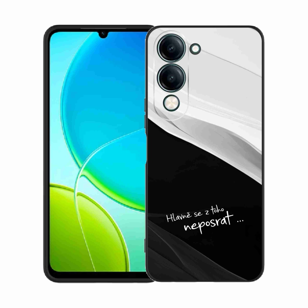 Gél borító mmCase a Vivo Y29s 5G-hez - vicces szöveg 13 fekete-fehér háttér