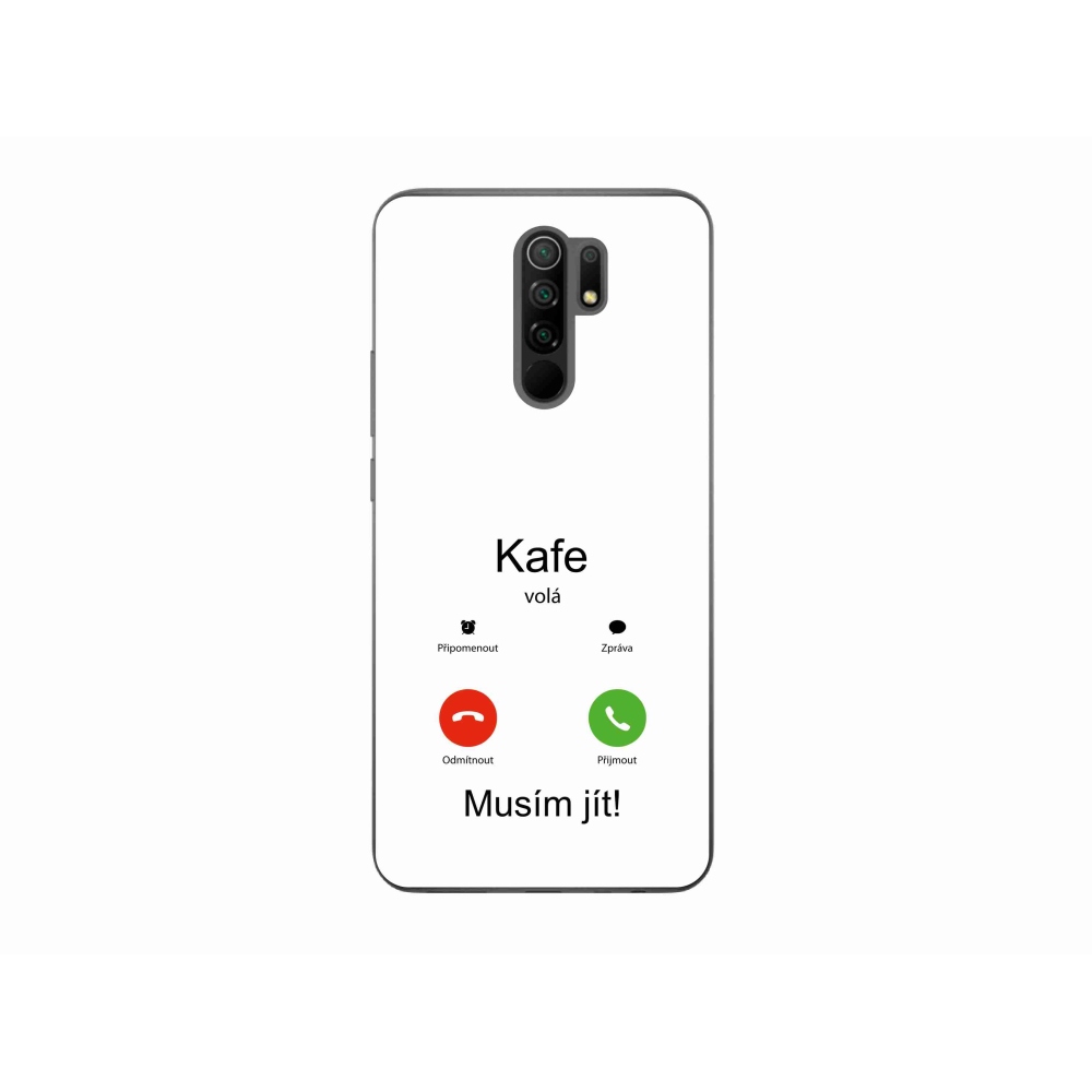 Gél borító mmCase a Xiaomi Redmi 9-en - kávé hívások fehér háttérrel