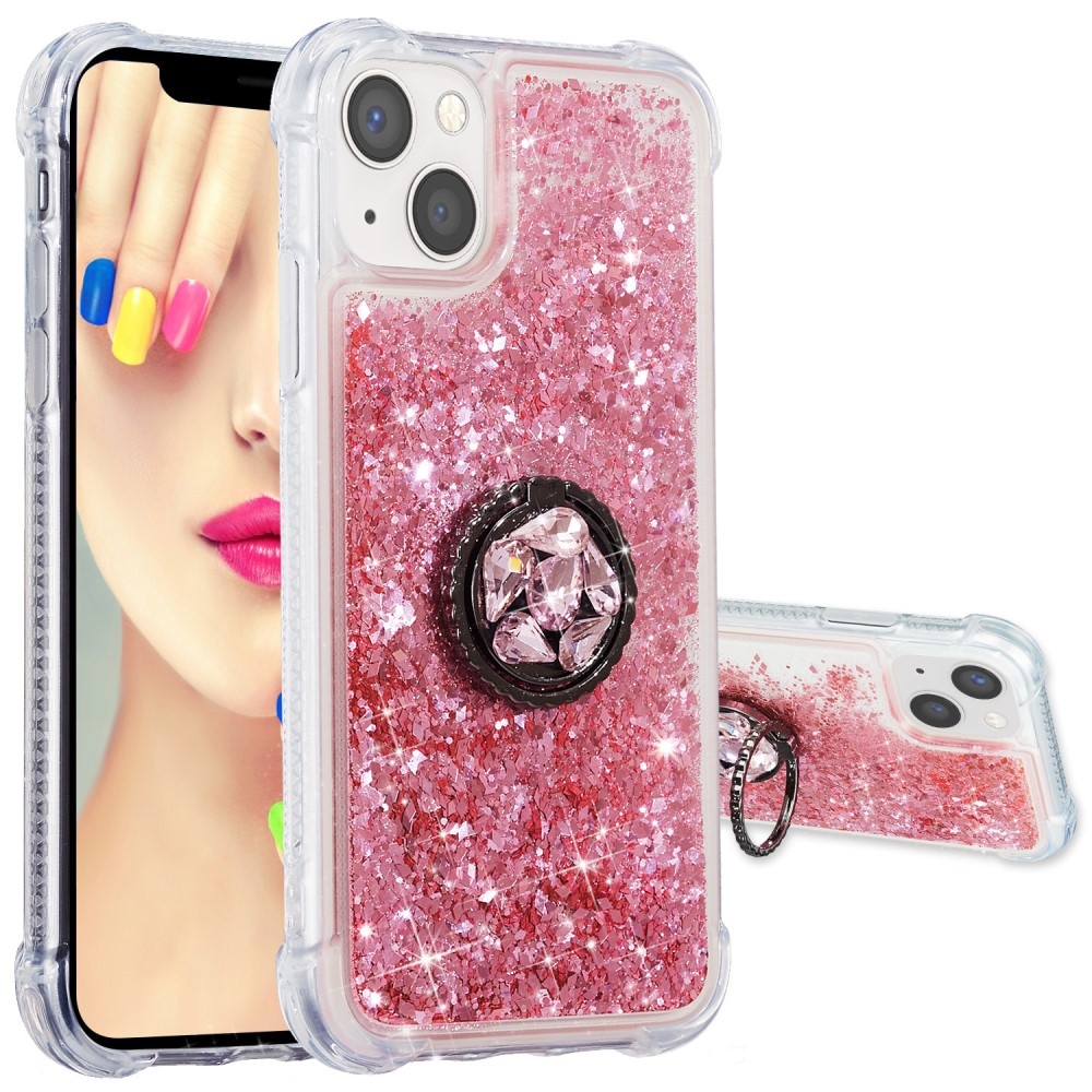 Glitter homokóra zselés tok iPhone 15 készülékhez - rózsaszín