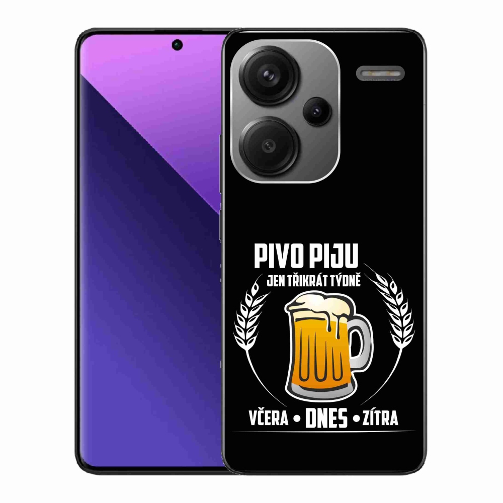 Gél borítás mmCase a Xiaomi Redmi Note 13 Pro+ 5G számára - sör motívum fekete háttérrel