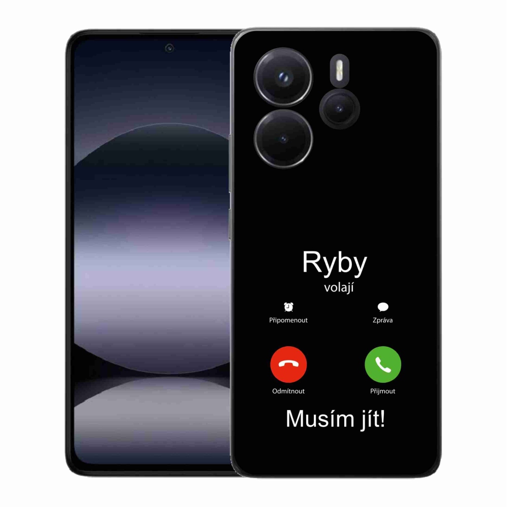 Gél borító mmCase a Xiaomi Redmi Note 14-hez - hal hívás fekete háttérrel
