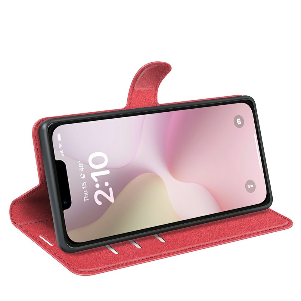 Litchi könyvtáska iPhone 16e készülékhez - piros