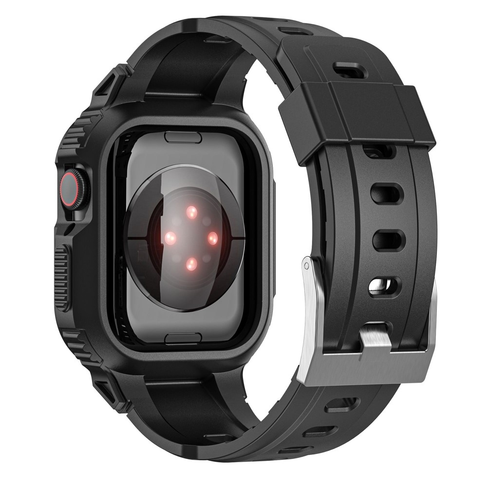 Cseppálló szilikon tok szíjjal Apple Watch Ultra 49mm készülékhez - fekete