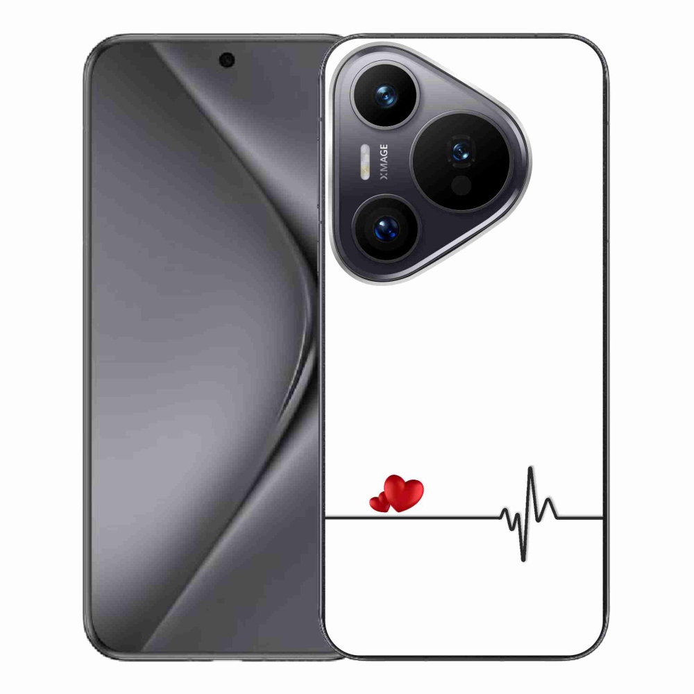 Gél borító mmCase a Huawei Pura 70 Pro készülékre - szív és szívverés fehér háttérrel