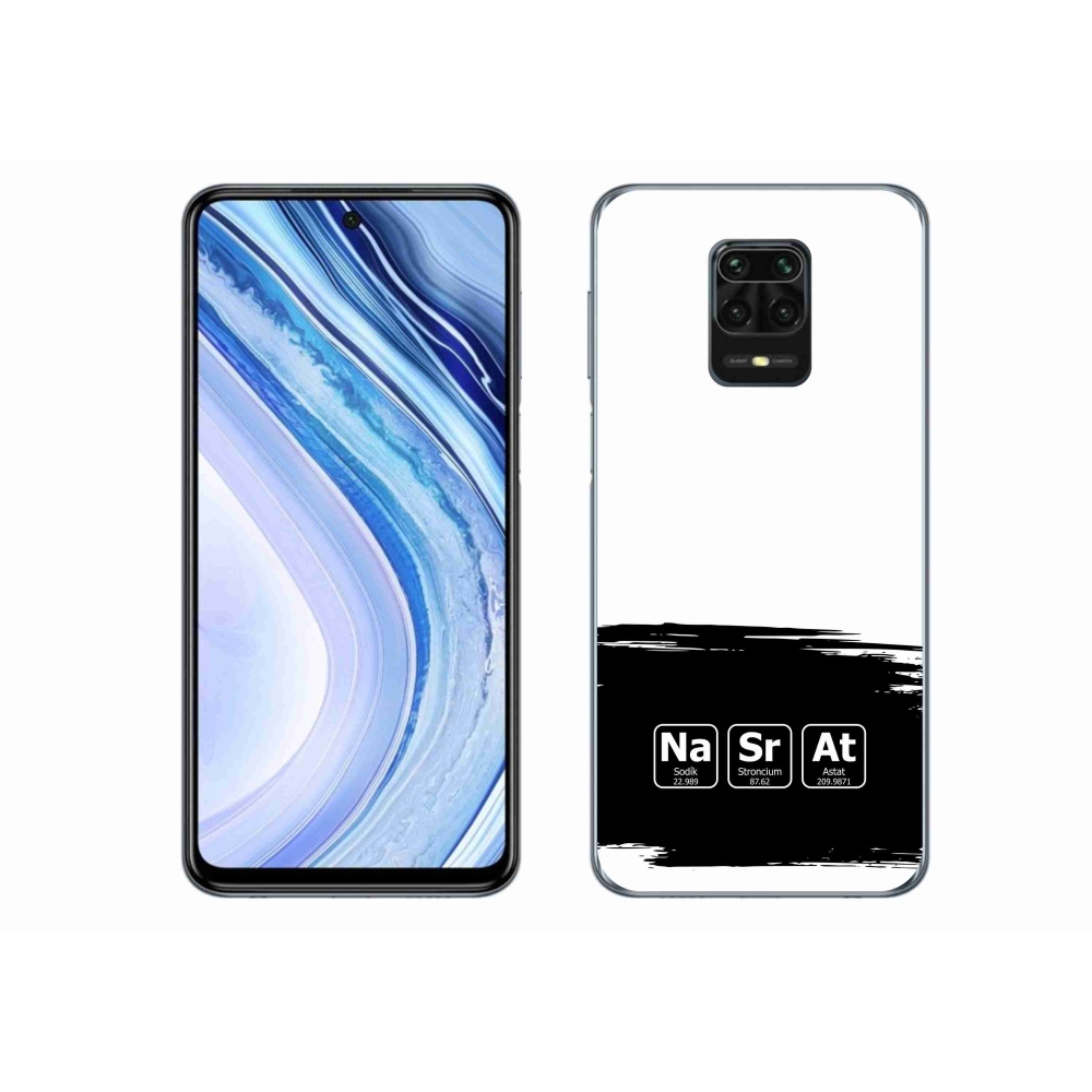 Gél borító mmCase a Xiaomi Redmi Note 9 Pro - kémiai elemek fekete és fehér háttérrel