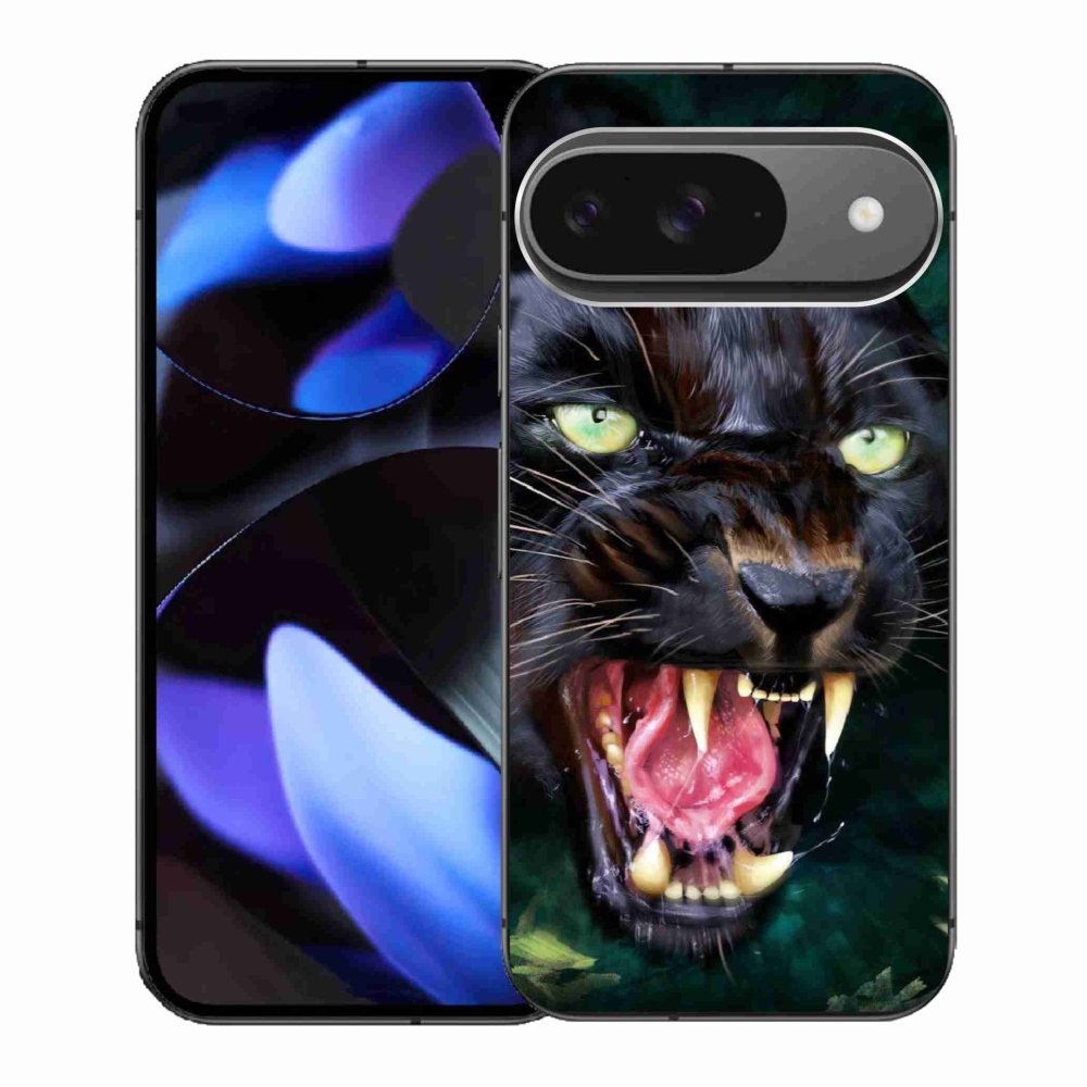 Zselés borítás mmCase a Google Pixel 9/9 Pro számára - dühös fekete párduc