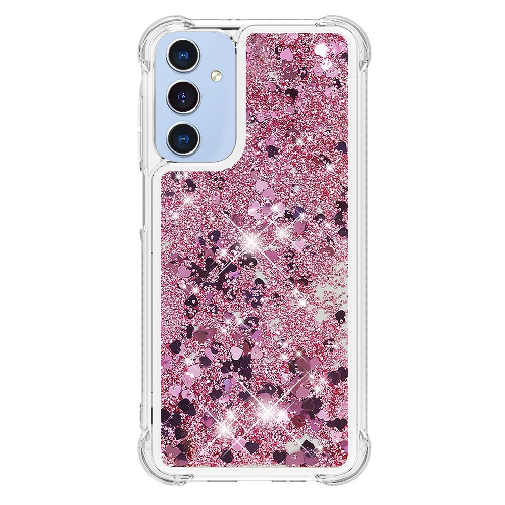 Csillogó homokóra zselés tok Samsung Galaxy A17 5G - rózsaarany/szív