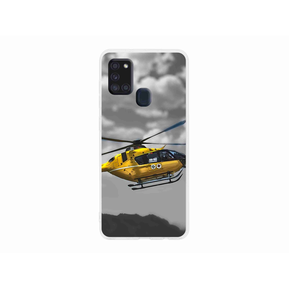 Gél védőhuzat mmCase Samsung Galaxy A21s készülékhez - sárga helikopter