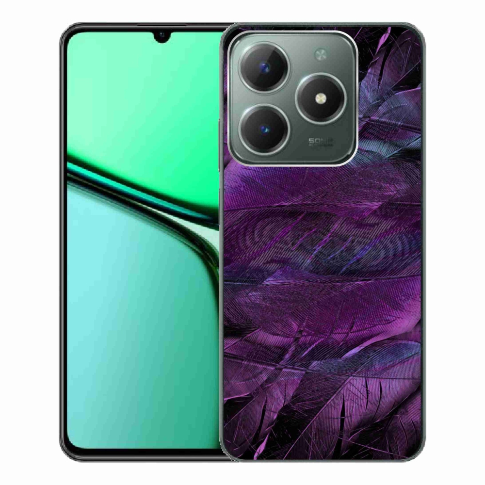 Zselés borítás mmCase a Realme C61 készülékhez - lila tollak