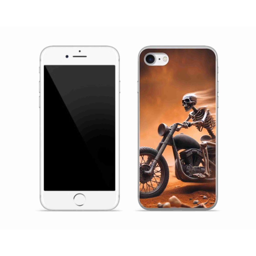 Zselés borítás mmCase iPhone SE (2020) - csontváz egy motorkerékpáron