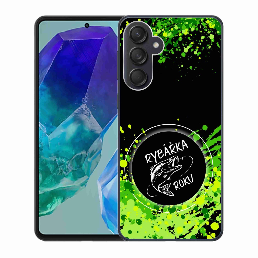 Zselés borító mmCase Samsung Galaxy M55 5G - Az év horgásza fekete háttérrel