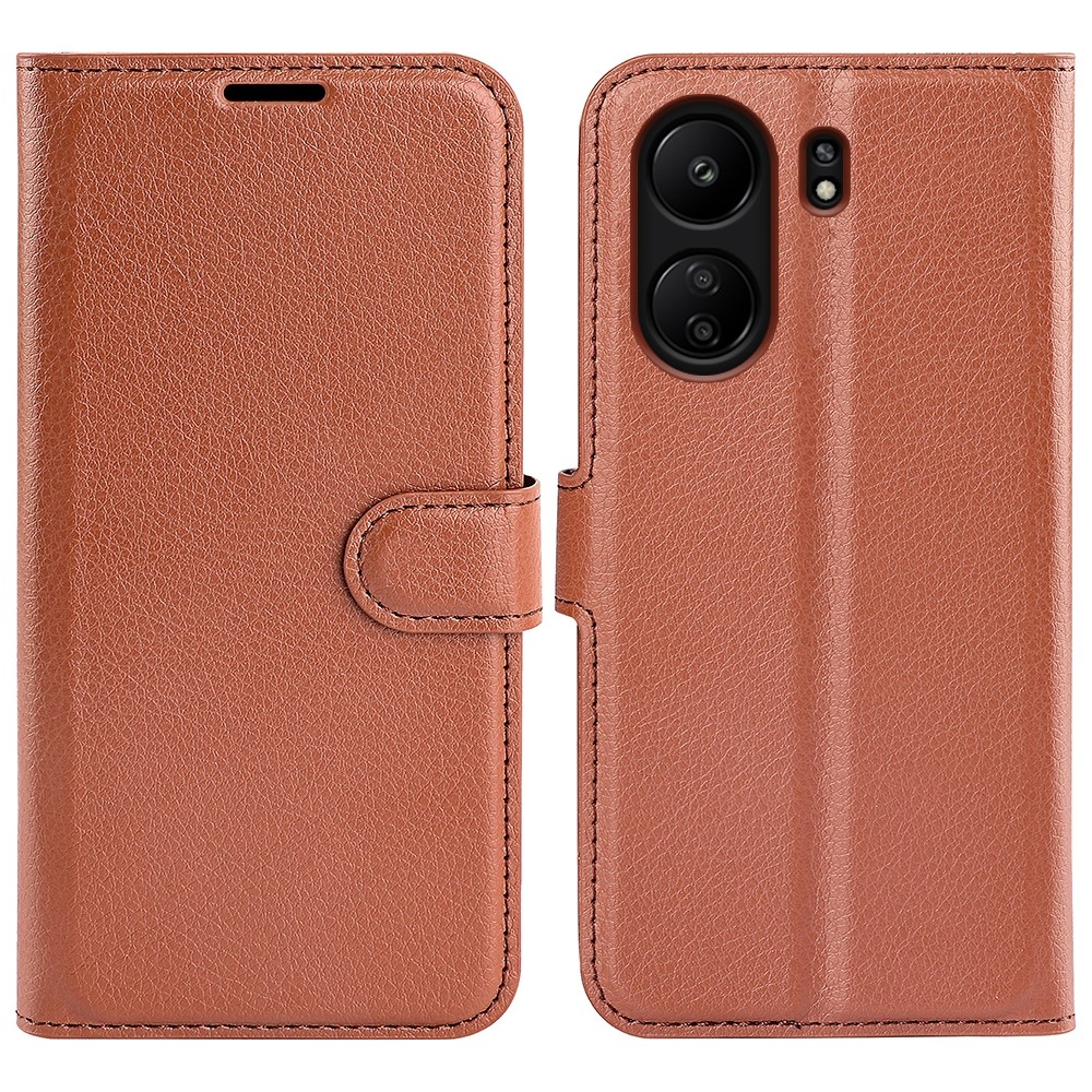 Litchi könyvtáska Xiaomi Poco C65/Redmi 13C - barna