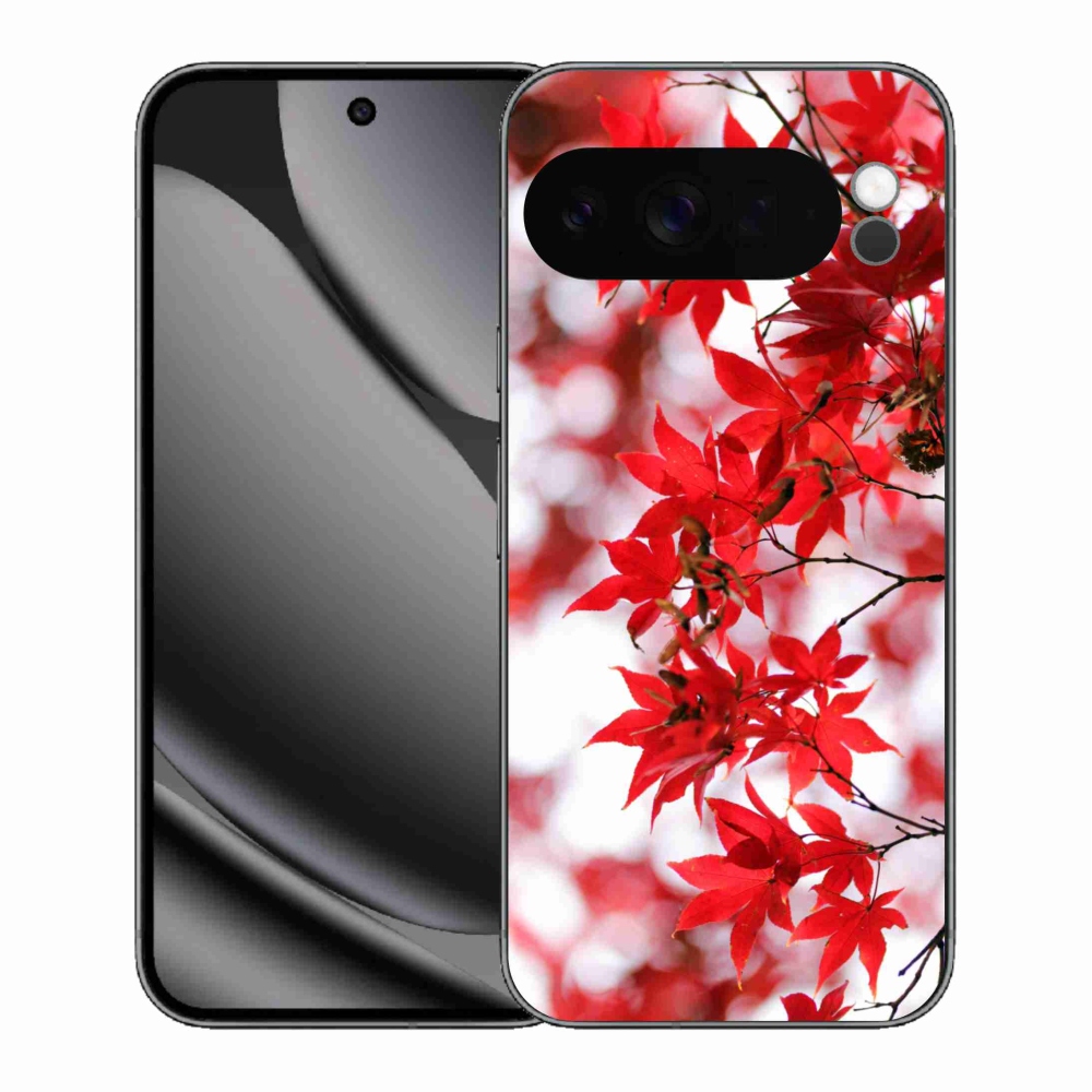 Zselés borítás mmCase a Google Pixel 10 Pro XL-hez - piros levelek