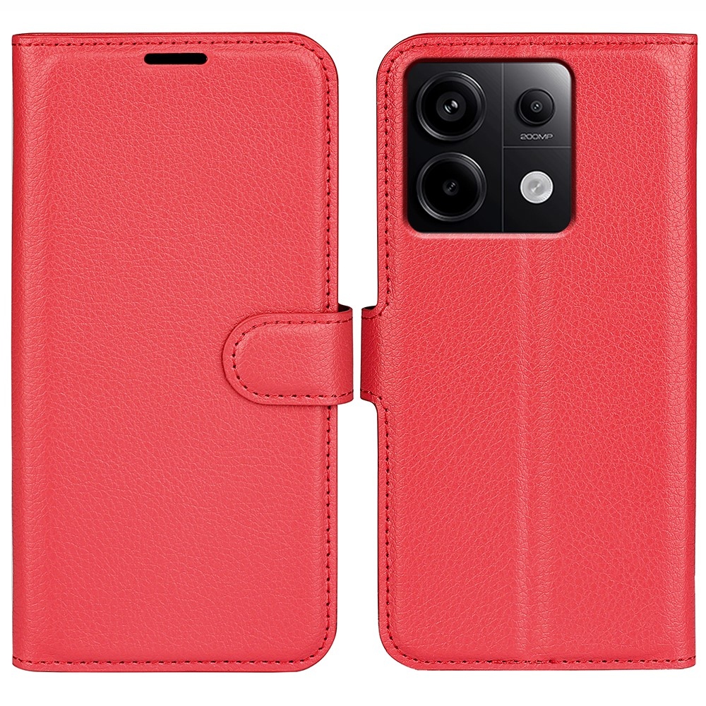 Litchi könyv tok Xiaomi Redmi Note 13 Pro 5G/Poco X6 5G - piros