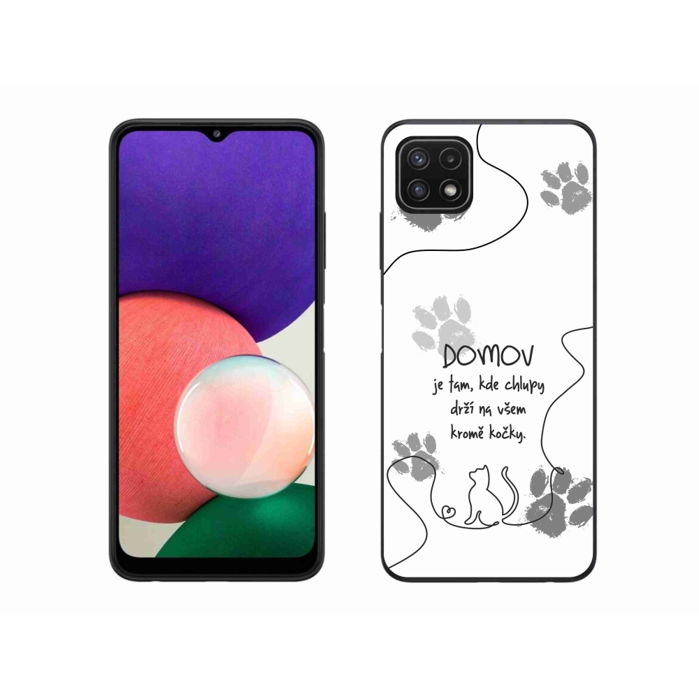 Gél borítás mmCase Samsung Galaxy A22 5G - macska motívum fehér háttérrel