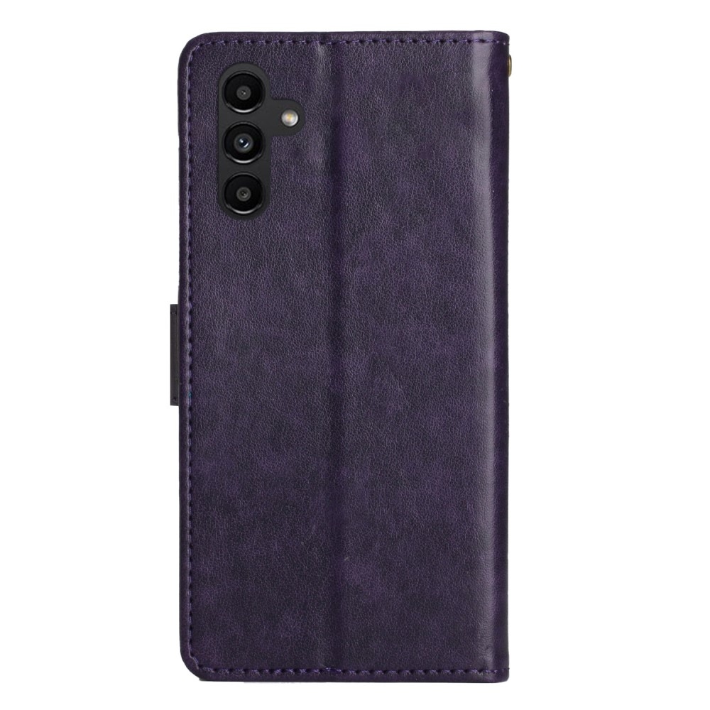 Virágok könyv tok Samsung Galaxy S25-hez - sötét lila