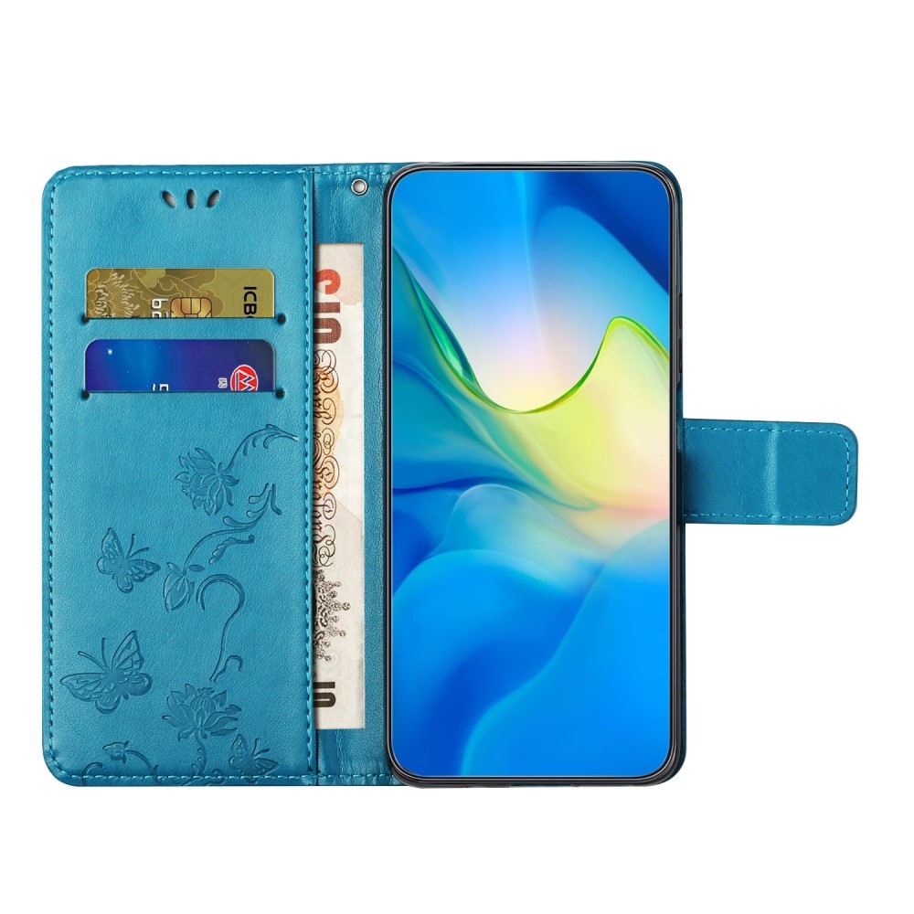 Virágos könyv tok Samsung Galaxy A35 5G - kék