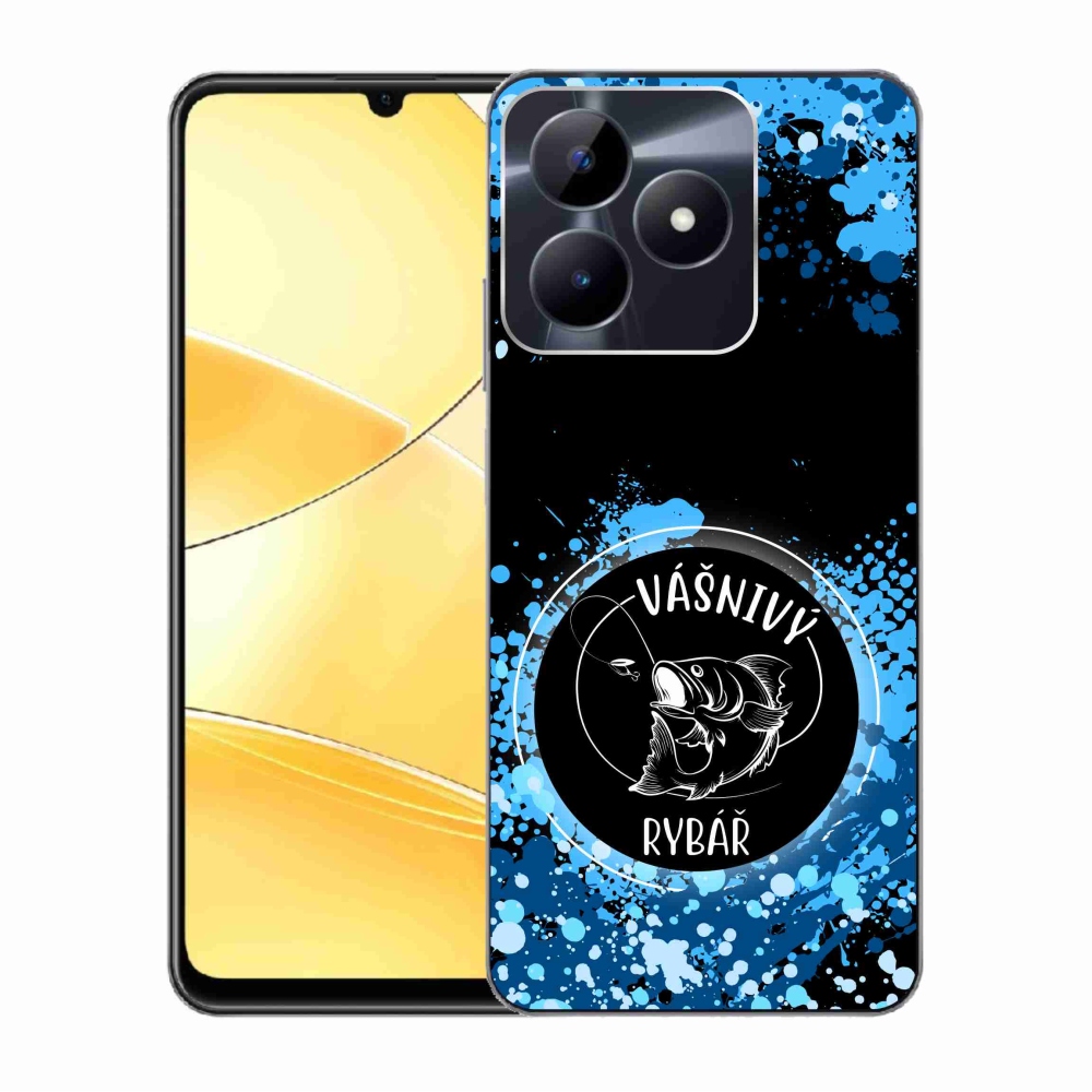 Zselés borító mmCase a Realme C51/C53 készülékhez - szenvedélyes halász fekete háttérrel