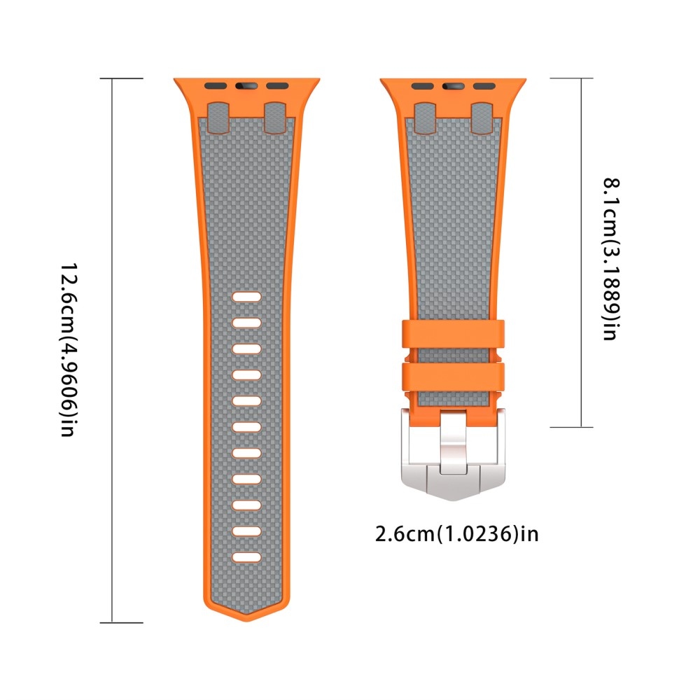 Sport szilikon szíj Apple Watch Ultra/Ultra 2 49mm/SE/SE 2022/2023 44mm/9/8/7 45mm/6/5/4 44mm/3/2/1 42 mm-es órához - narancssárga/szürke